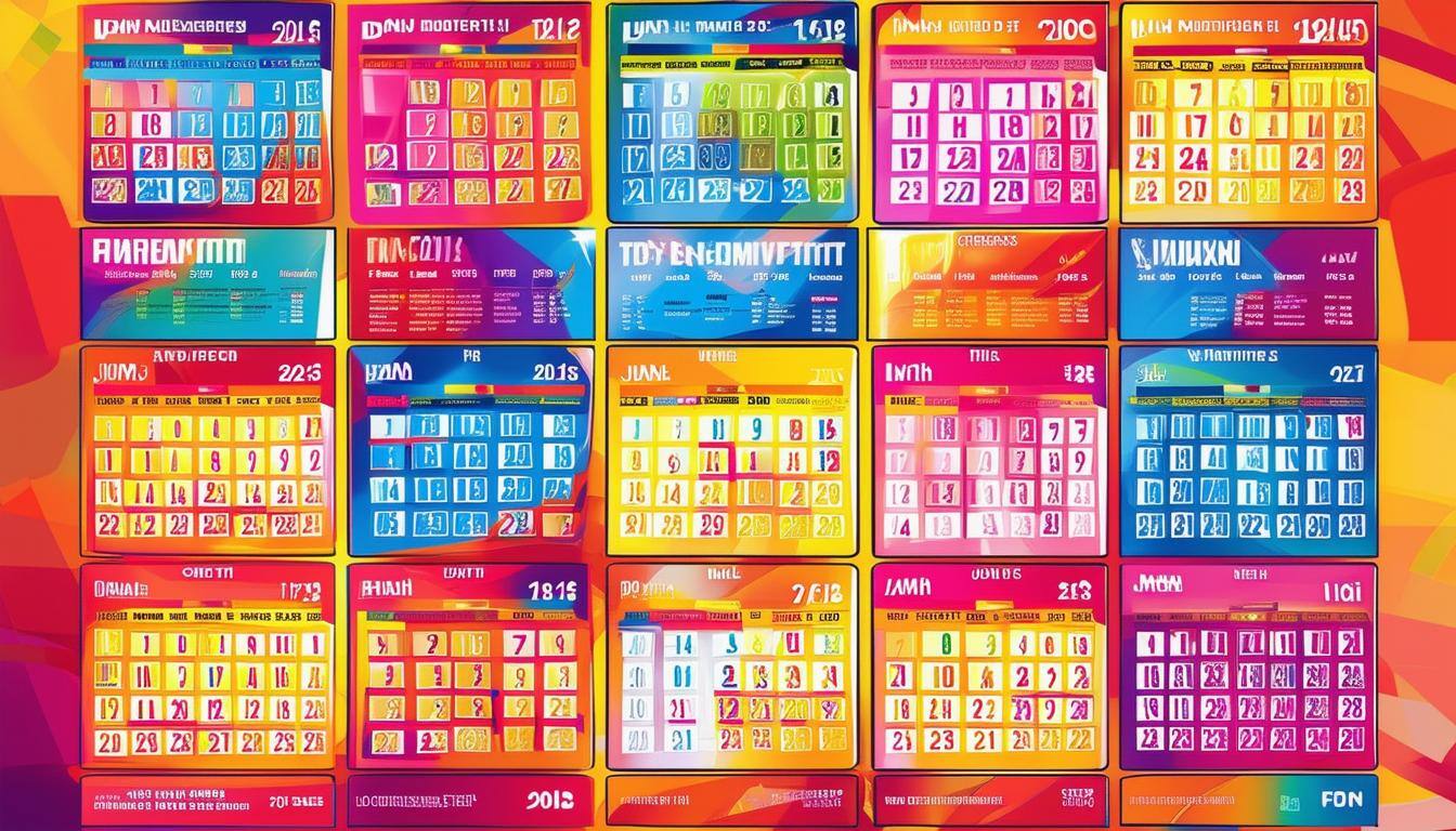 Colorful competition calendar